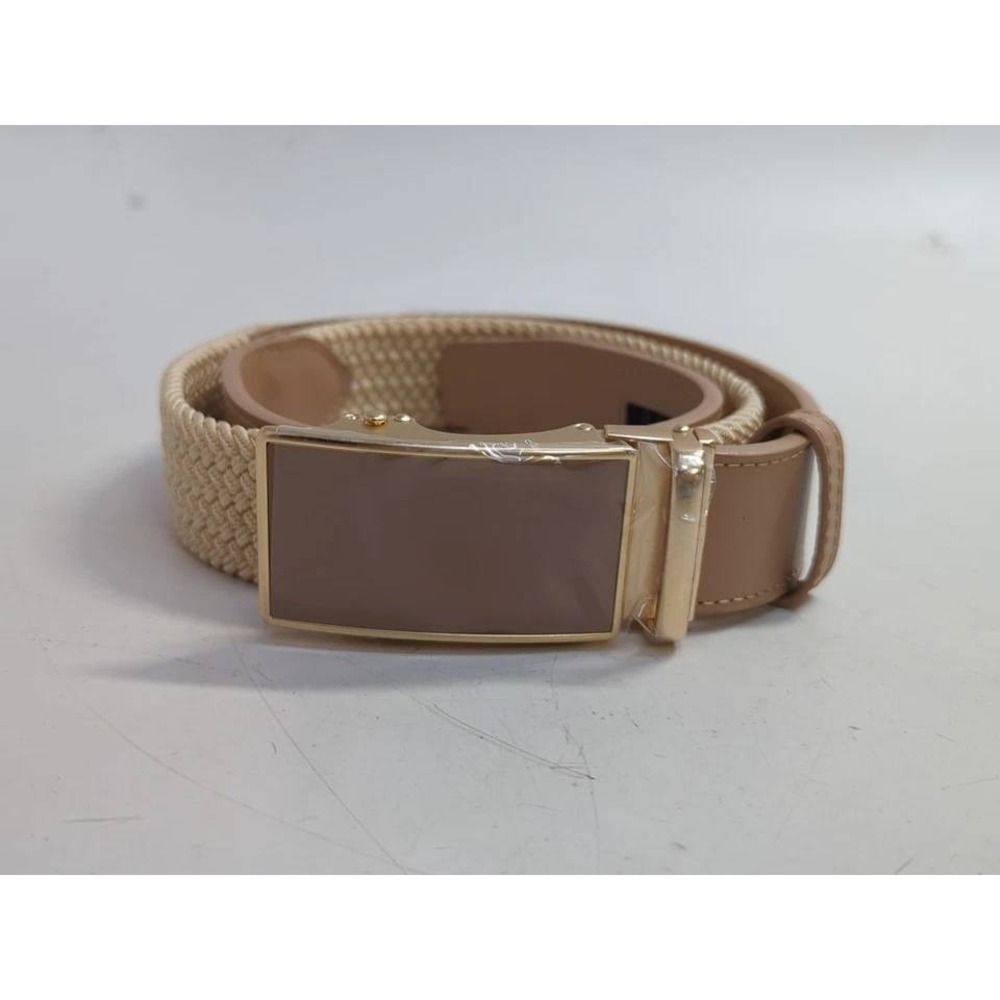 DOOPAI Woven Stretch Belt Automatic Buckle Gold Trim Tan Casual Mens 1 NWT‎